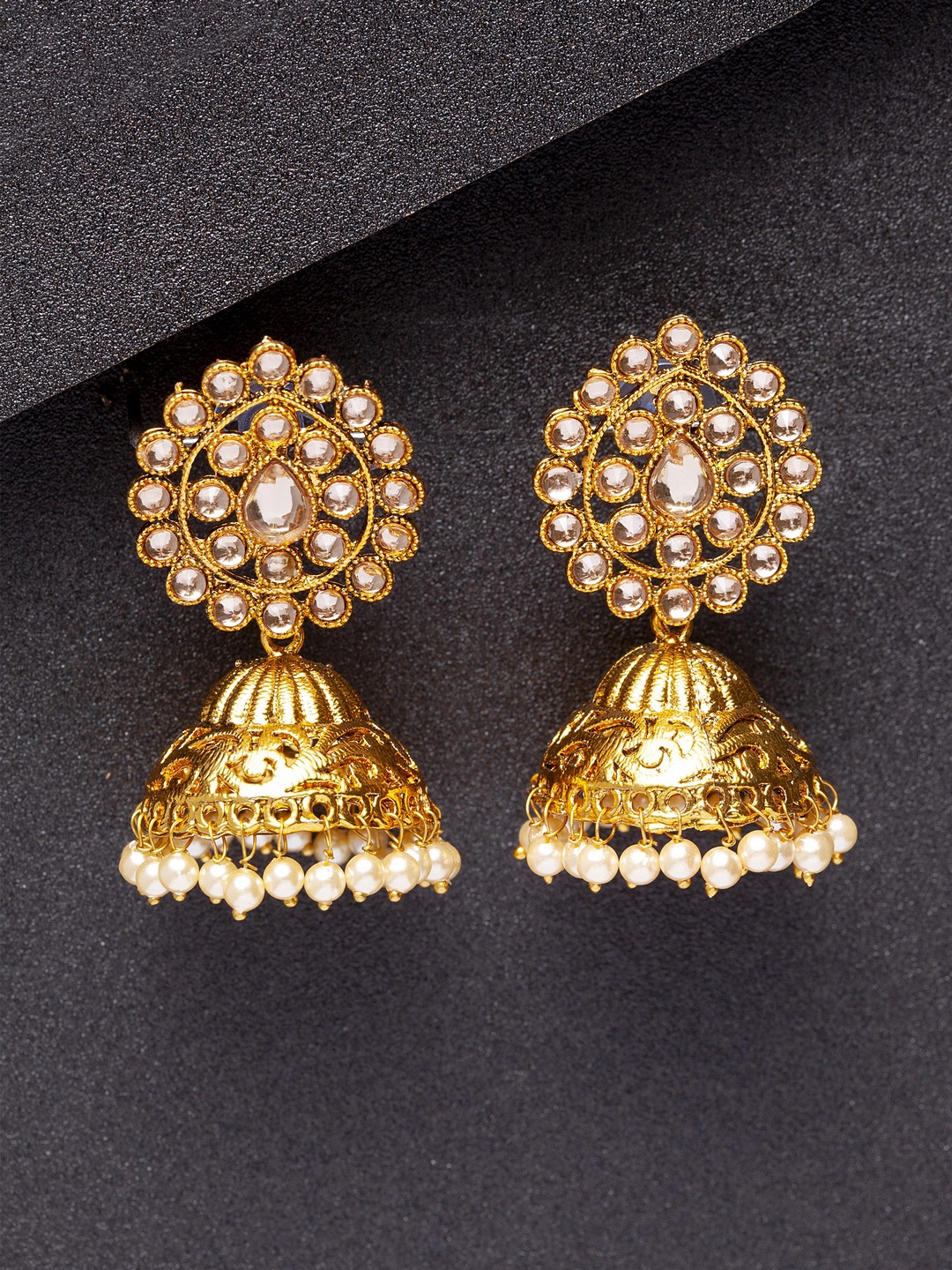 

Shining Diva Gold-Toned Contemporary Jhumkas Earrings