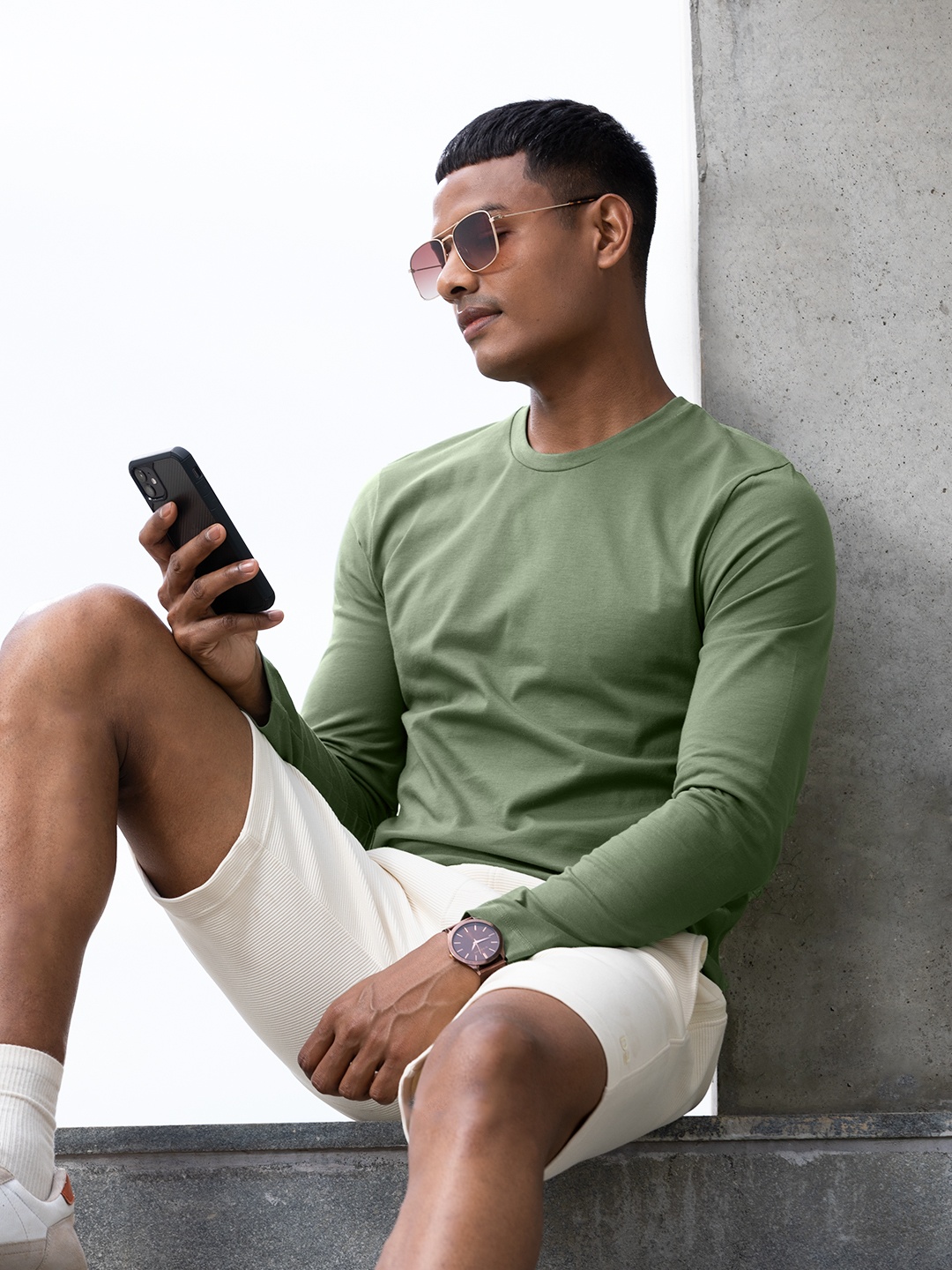 

DAMENSCH Men Olive Green Premium Cotton T-shirt