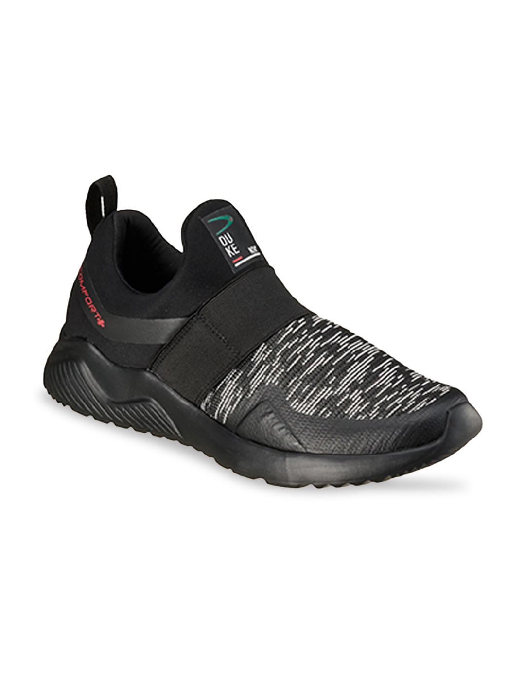 

Duke Men Black & Grey Self Design Running Shoes