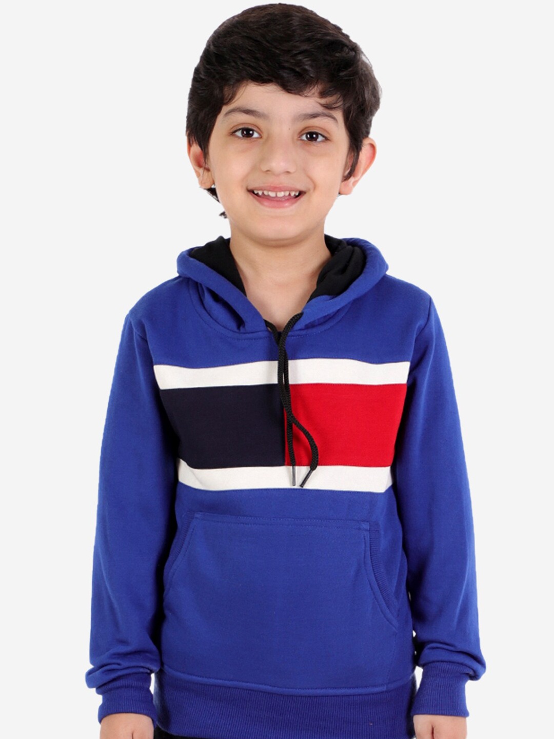 

ahhaaaa Boys Blue Striped Hooded Sweatshirt