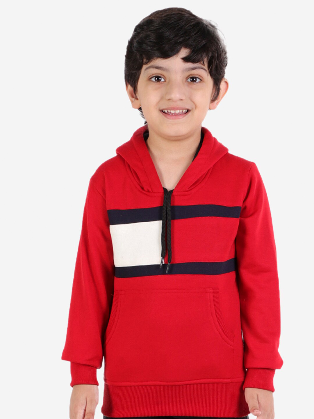 

ahhaaaa Boys Red Striped Hooded Sweatshirt