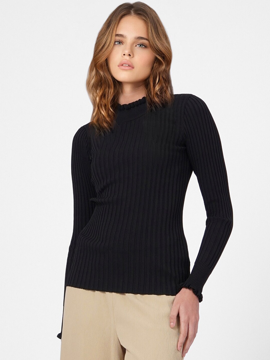 

ONLY Women Black Solid Turtle Neck Pullover