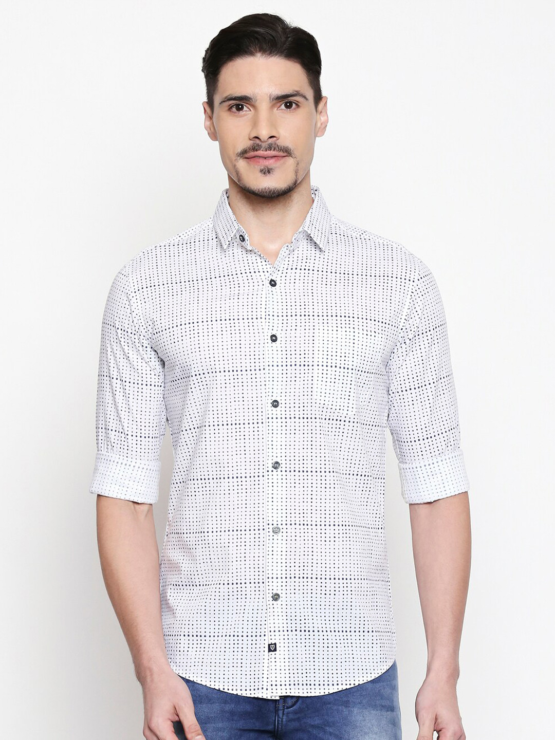 

Mufti Men White Slim Fit Printed Casual Shirt