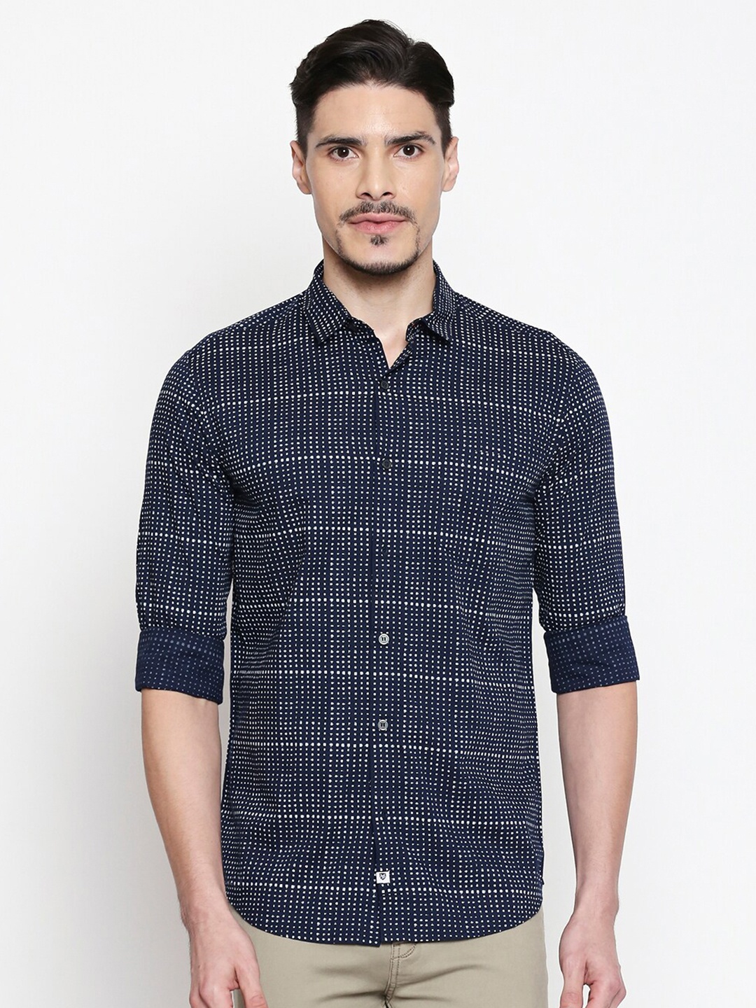 

Mufti Men Navy Blue Slim Fit Printed Casual Shirt