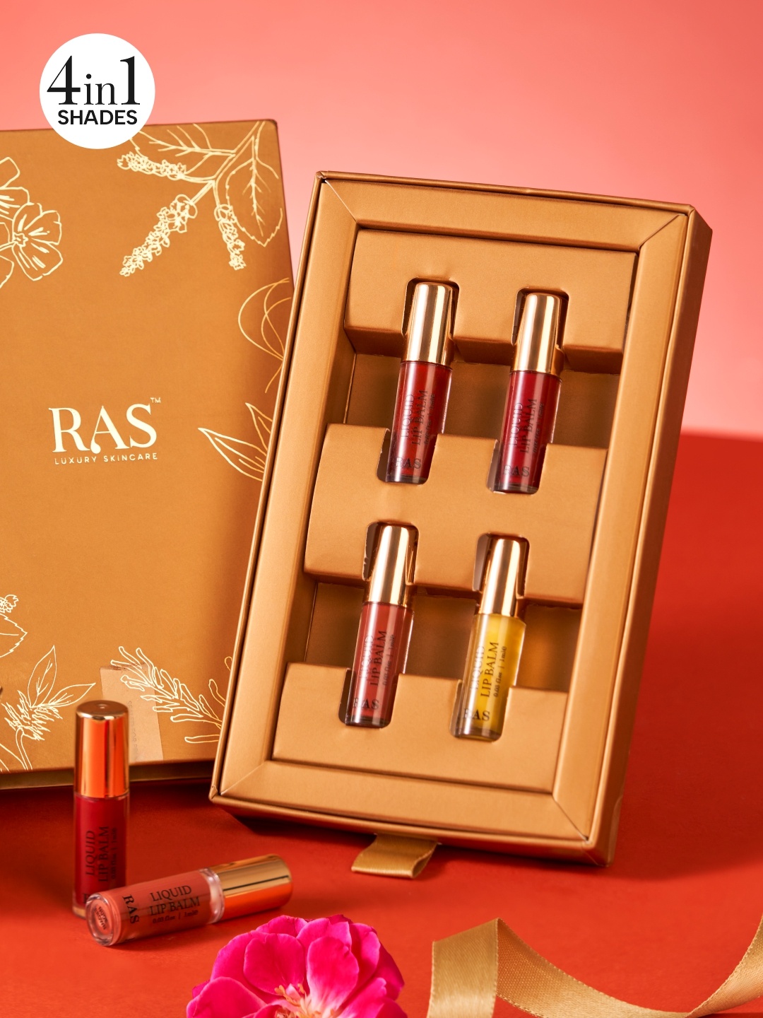 

RAS LUXURY OILS Set of 4 Tinted Lip Balm Miniature, Yellow