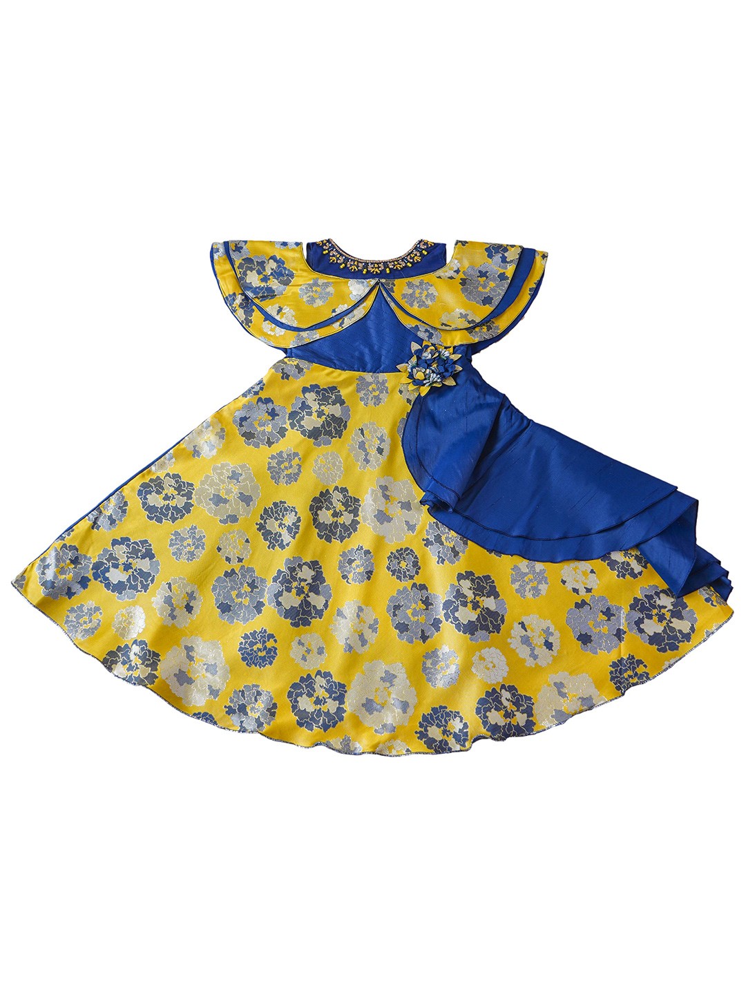 

Enfance Yellow & Blue Floral Peter Pan Collar Dress