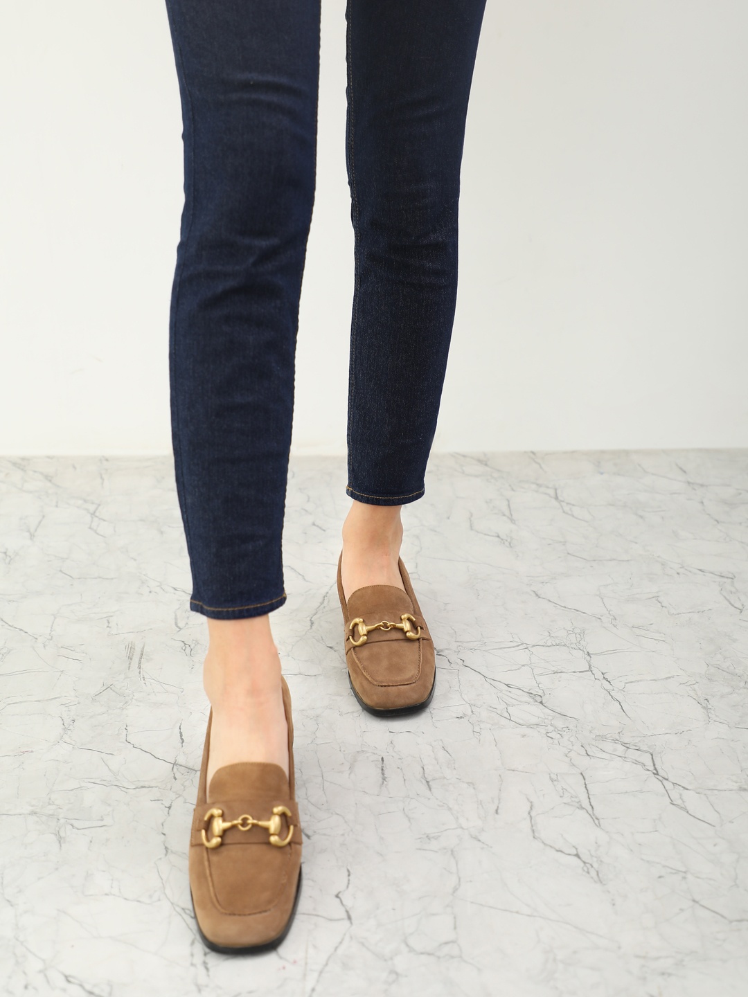 

Saint G Taupe Leather Block Pumps with Bows
