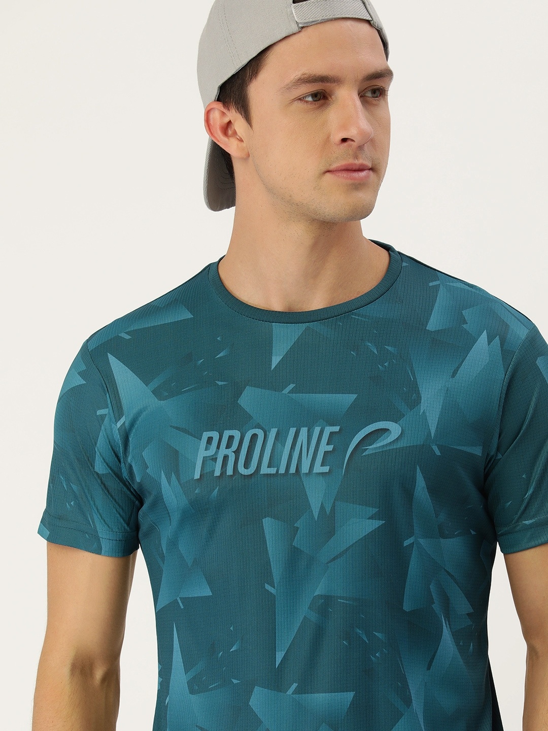 

Proline Active Men Teal Brand Logo Printed T-shirt