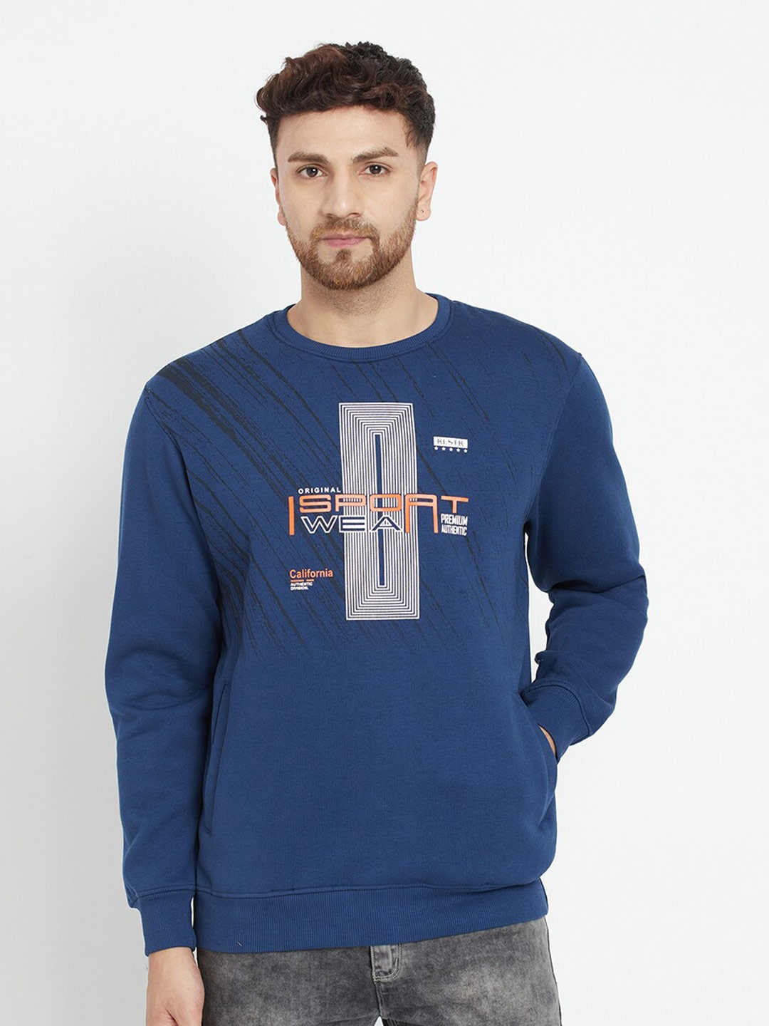 

Parcel Yard Men Blue Printed Sweatshirt