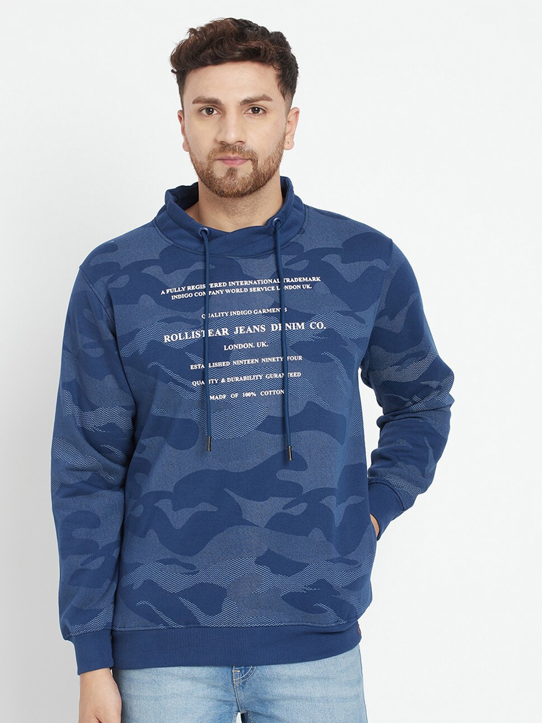 

Parcel Yard Men Blue Camouflage Printed Sweatshirt