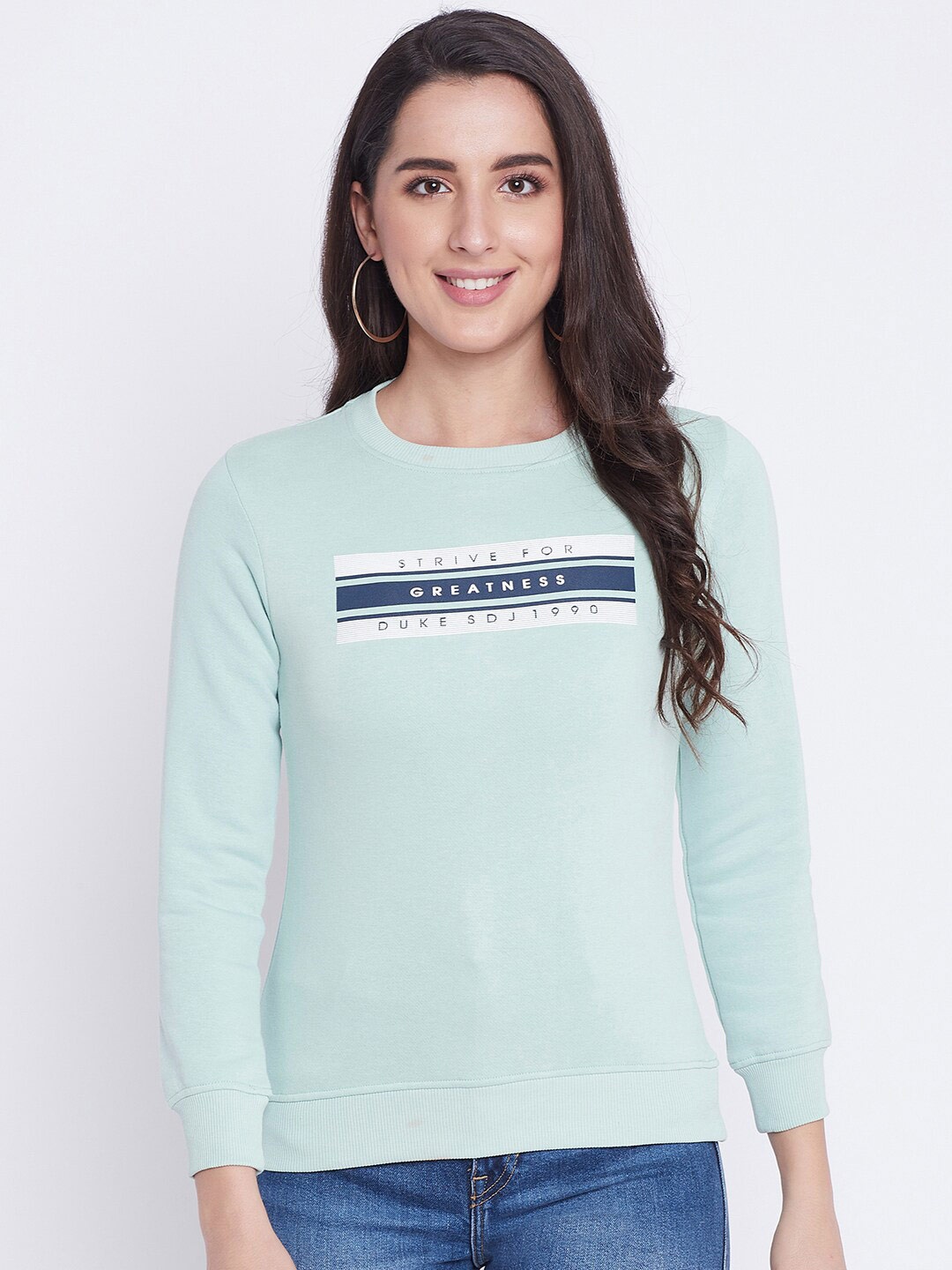 

Duke Women Sea Green Printed Sweatshirt