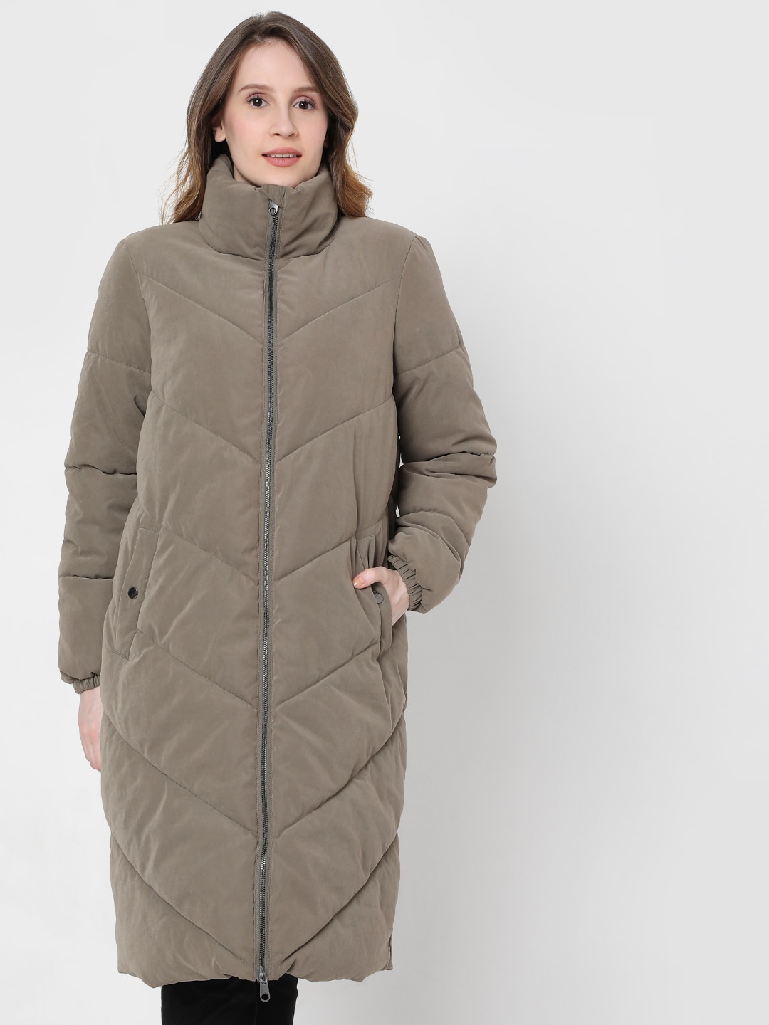 

Vero Moda Women Grey Longline Padded Jacket