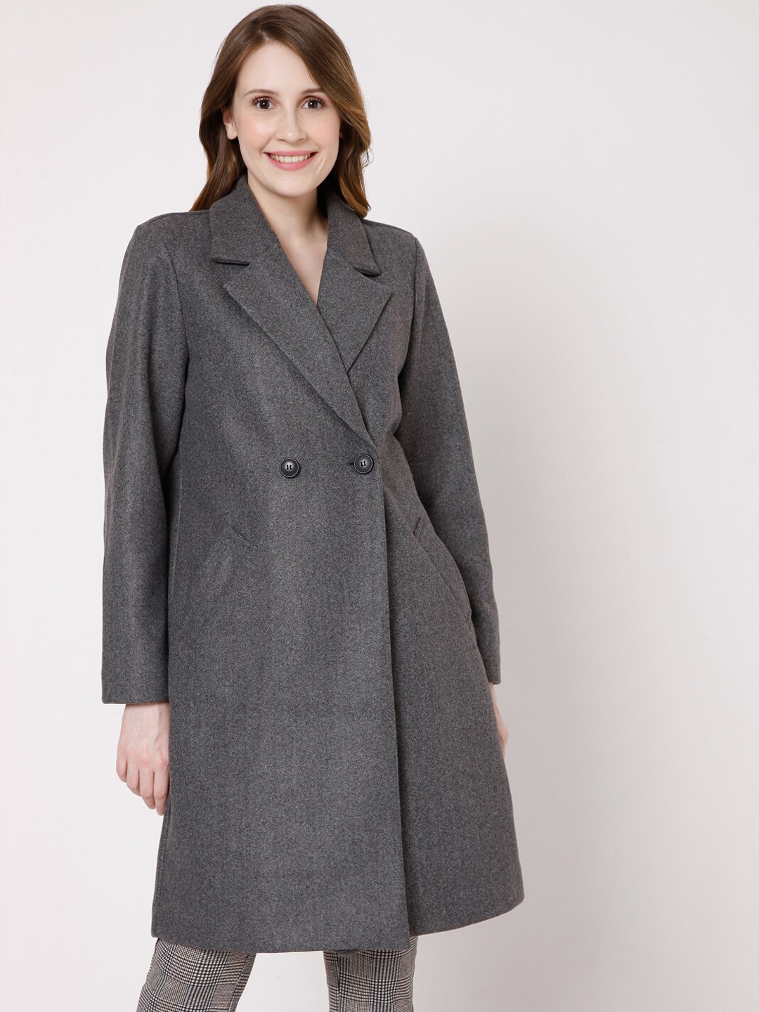 

Vero Moda Women Grey Solid Overcoat