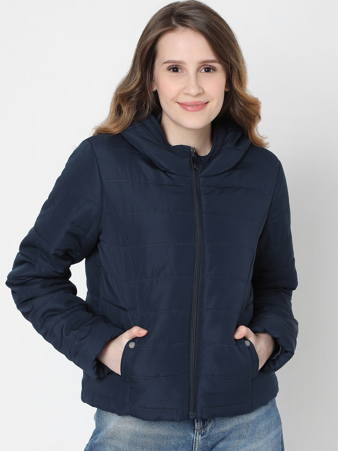 

Vero Moda Women Blue Solid Padded Jacket