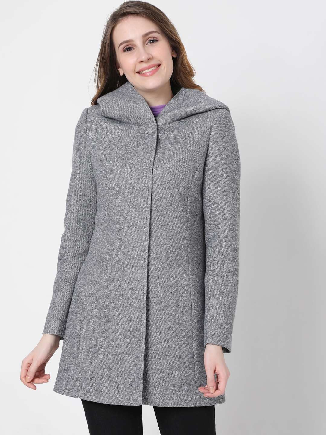 Vero Moda Women Grey Floral Longline Tailored Jacket