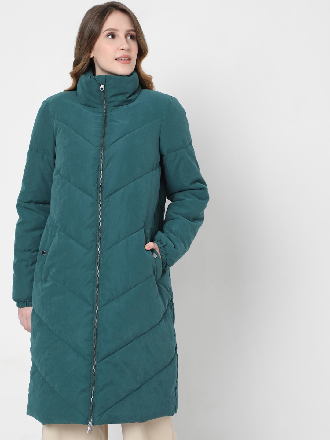 

Vero Moda Women Green Longline Padded Jacket