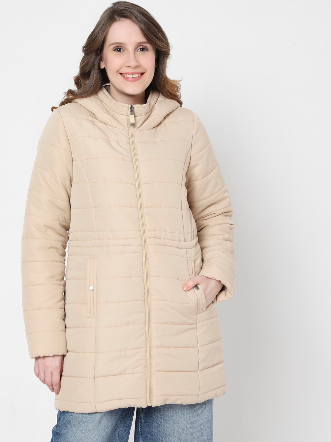 

Vero Moda Women Beige Longline Puffer Jacket
