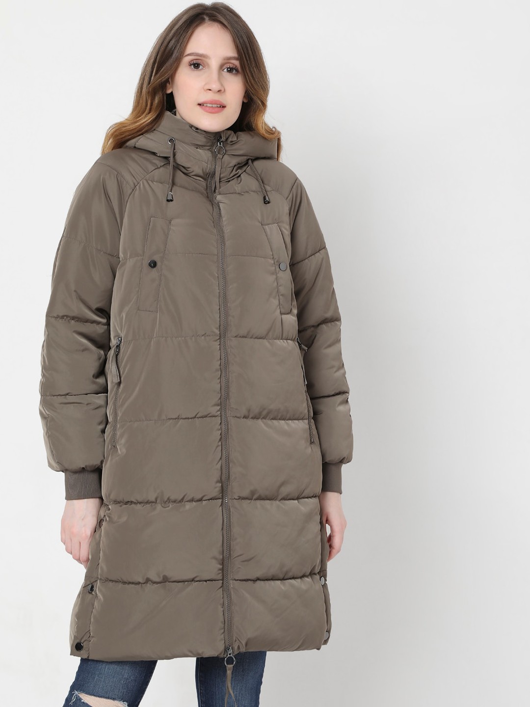 

Vero Moda Women Brown Longline Puffer Jacket