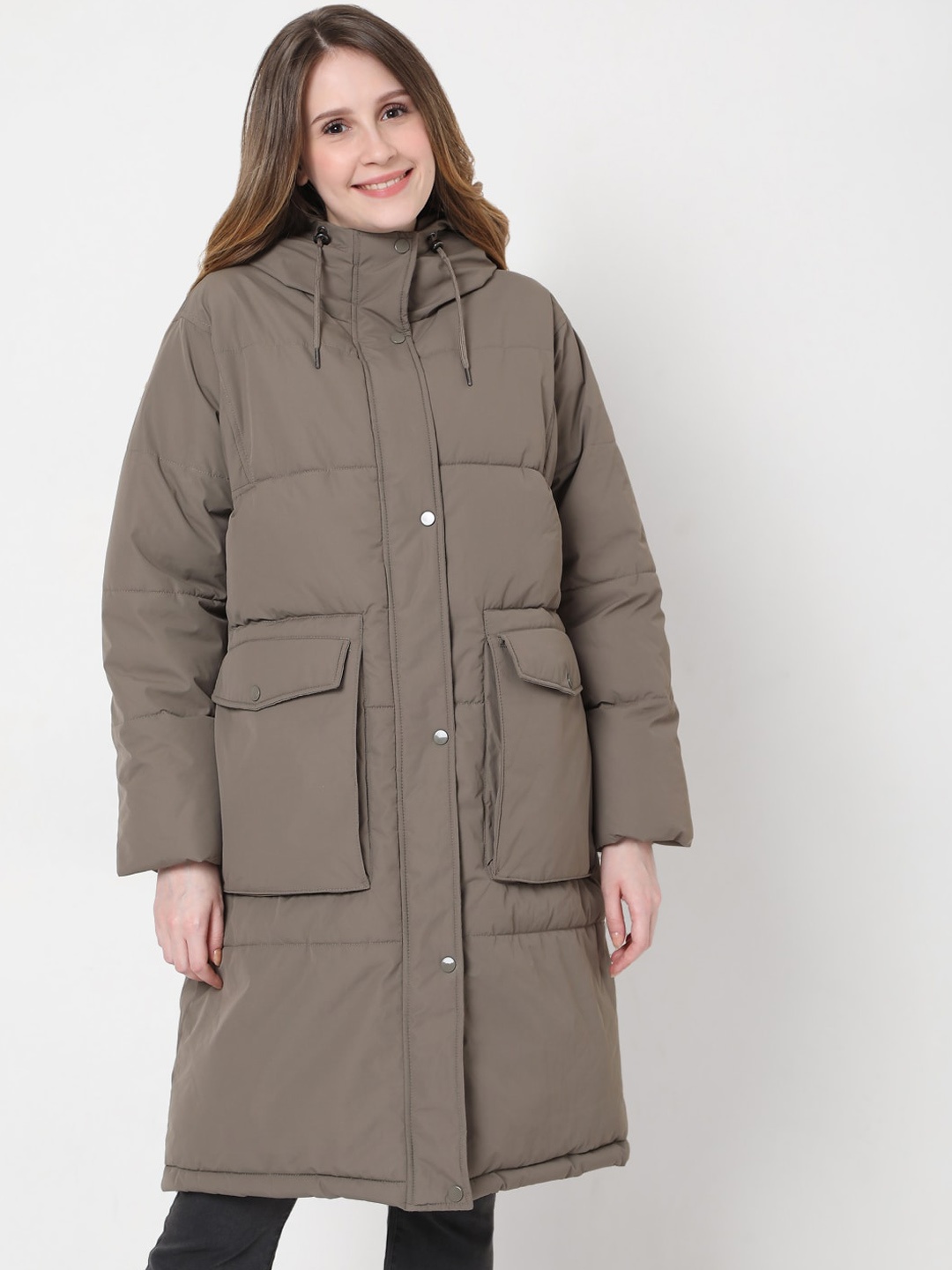 

Vero Moda Women Grey Longline Puffer Jacket