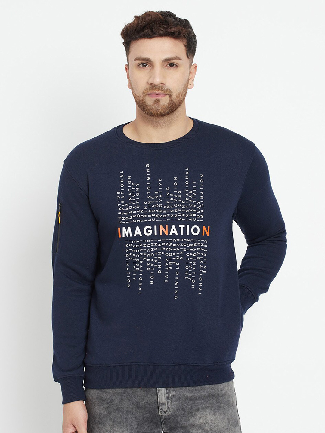 

Parcel Yard Men Navy Blue Printed Sweatshirt