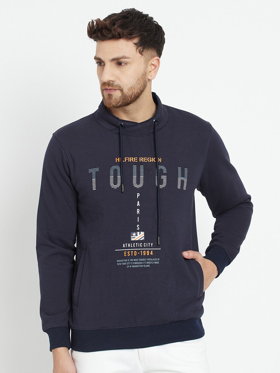 

Parcel Yard Men Navy Blue Printed Sweatshirt