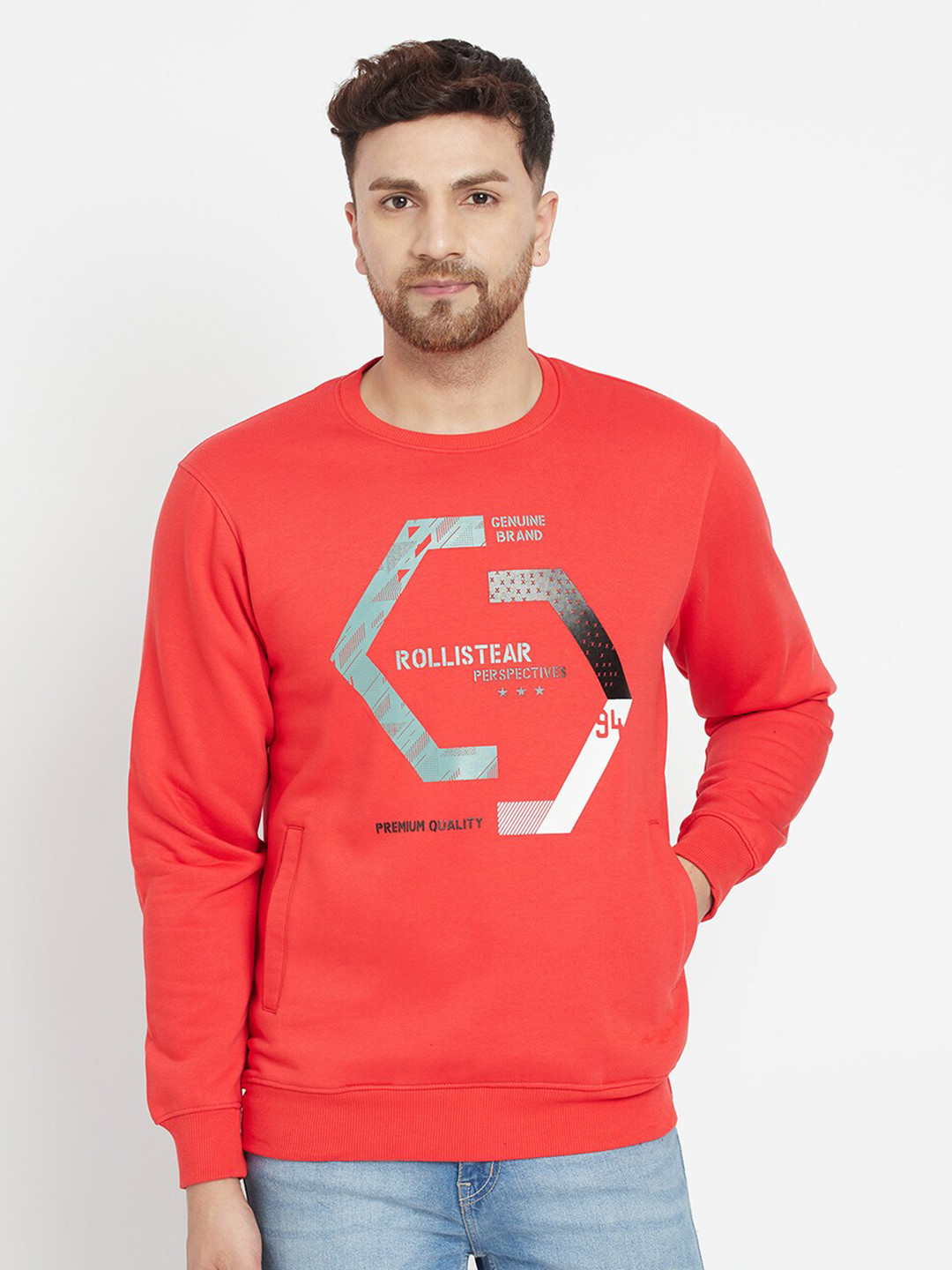 

Parcel Yard Men Red Printed Sweatshirt