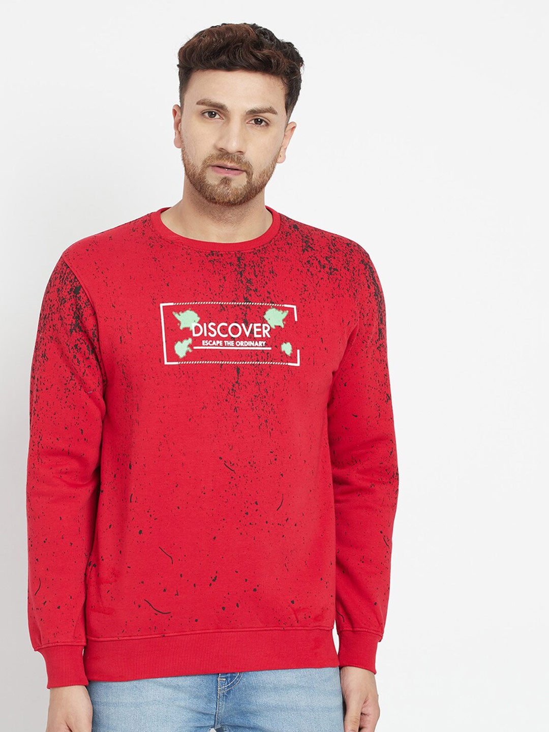 

Parcel Yard Men Red Printed Sweatshirt