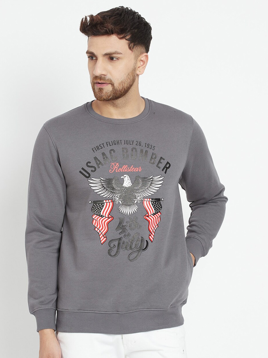 

Parcel Yard Men Grey Printed Sweatshirt