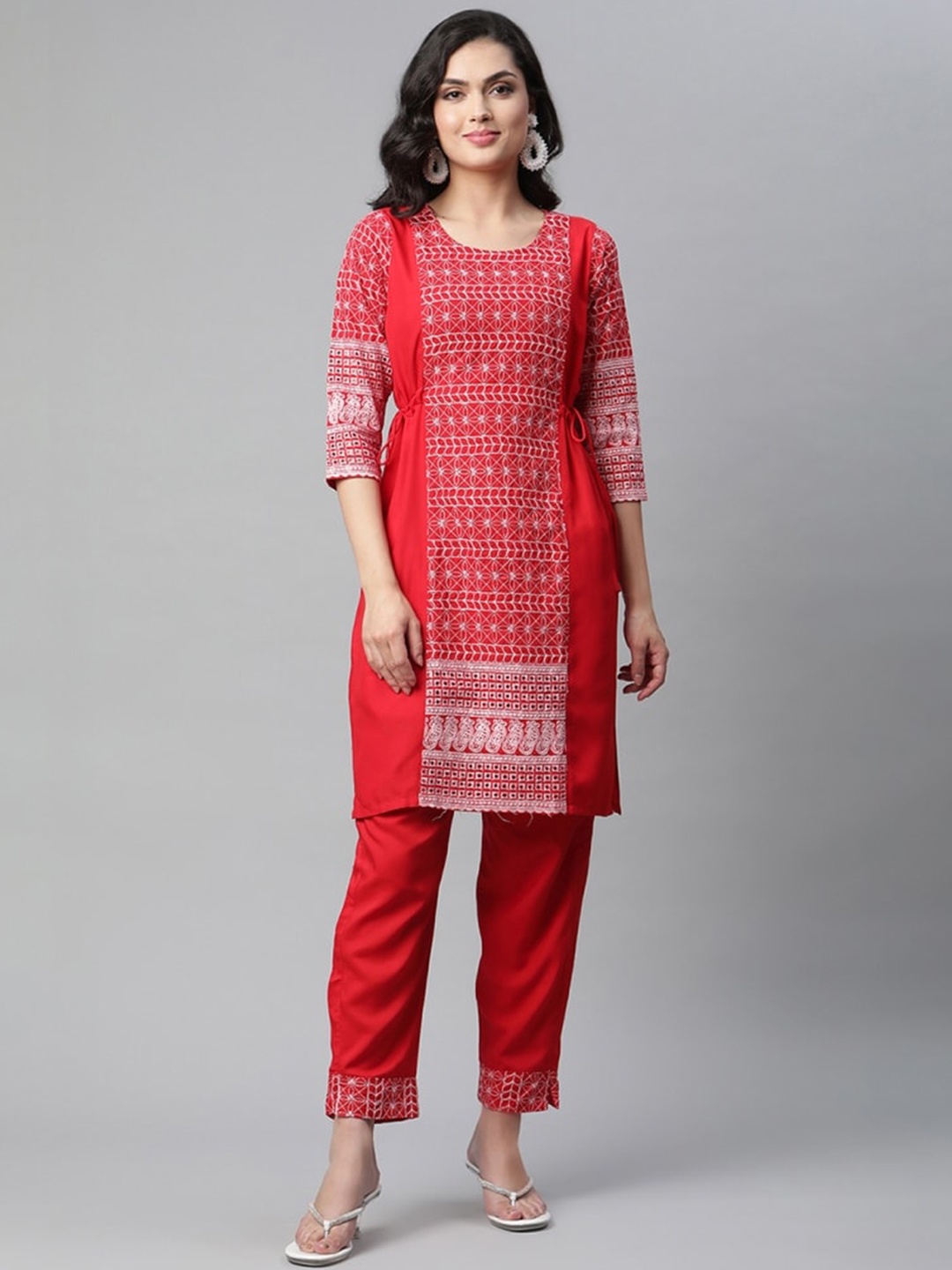

OM SAI LATEST CREATION Women Coral Embroidered Kurta