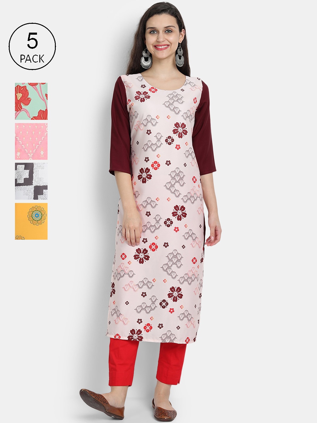 

7Threads Women Multicoloured Floral Printed Floral Crepe Kurta, Multi