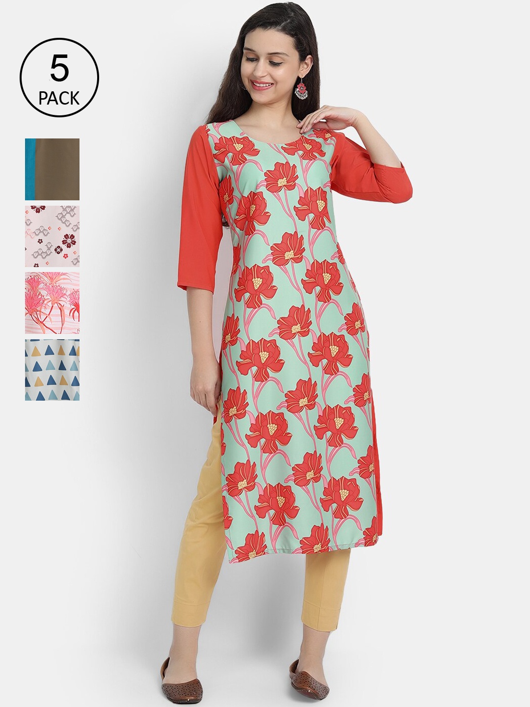 

7Threads Women Multicoloured Thread Work Crepe Kurta, Multi
