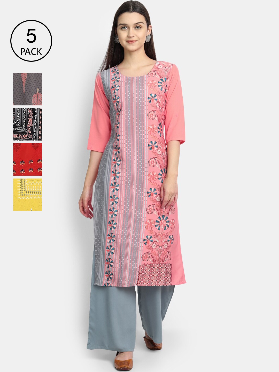 

7Threads Women Multicoloured Ethnic Motifs Printed Crepe Kurta, Multi