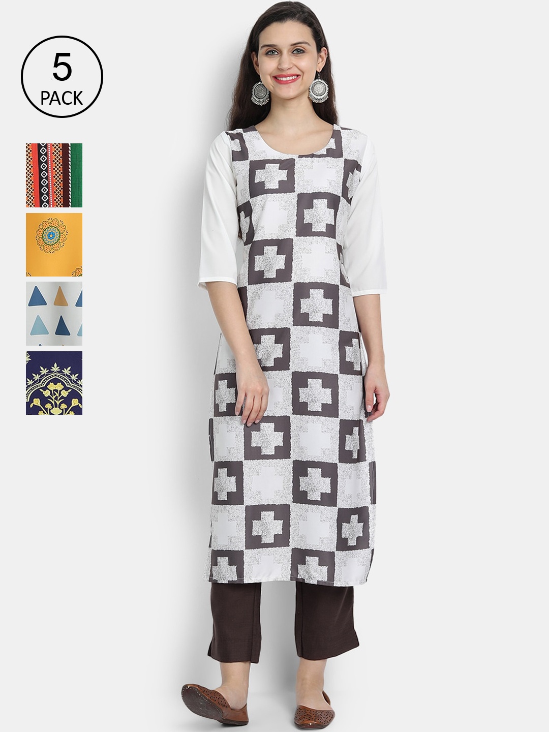 

7Threads Women Multicoloured Quirky Printed Crepe Kurta, Multi