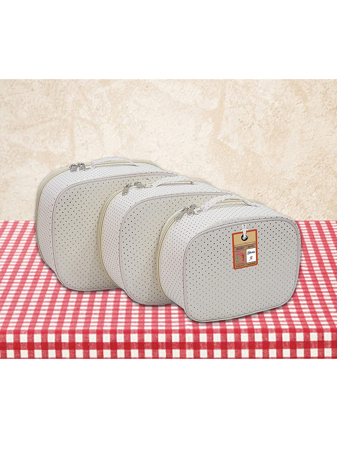 

atorakushon Set of 3 Off White Printed Vanity Organiser