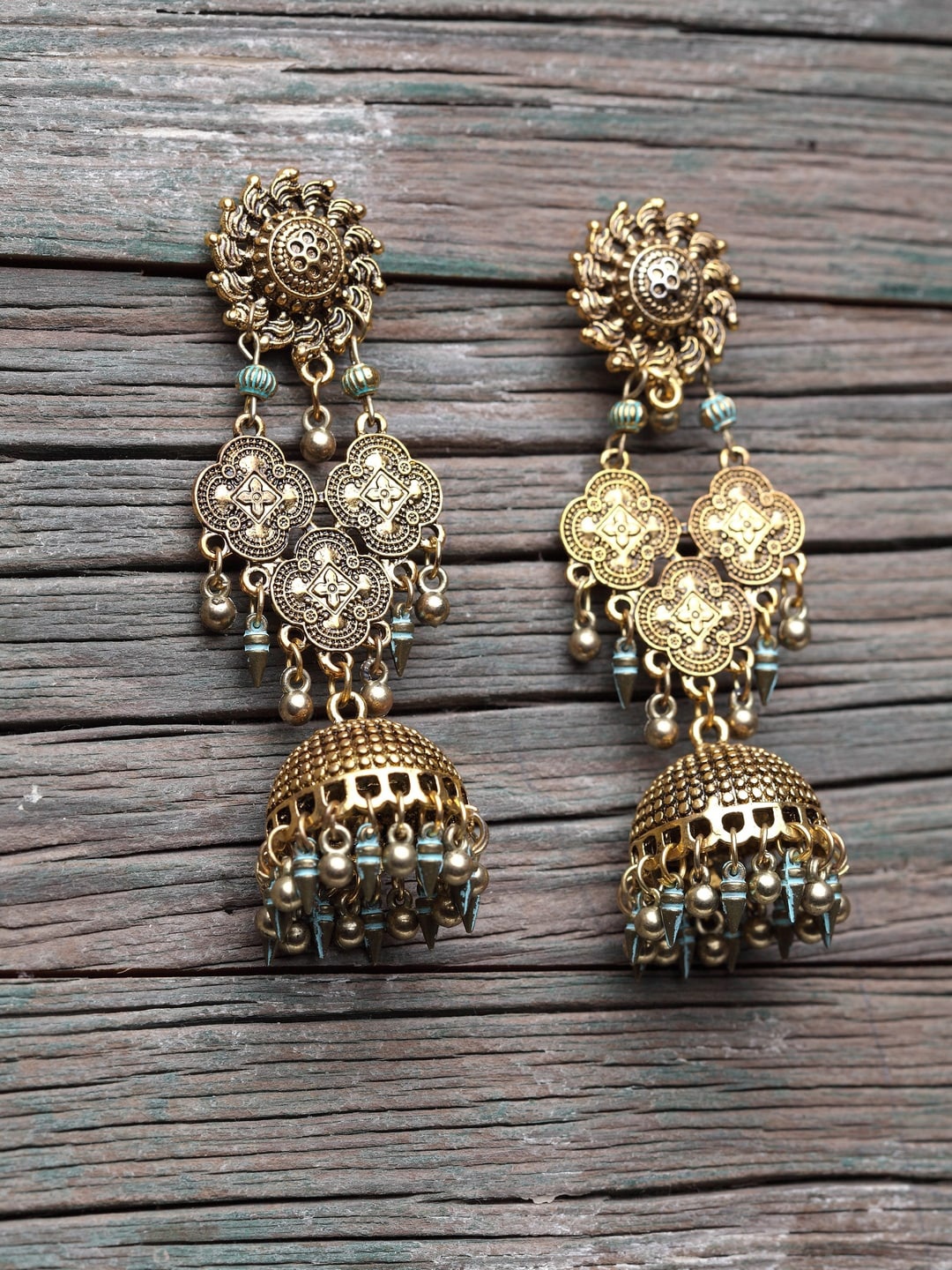 

DIVA WALK Gold-Toned Contemporary Jhumkas Earrings