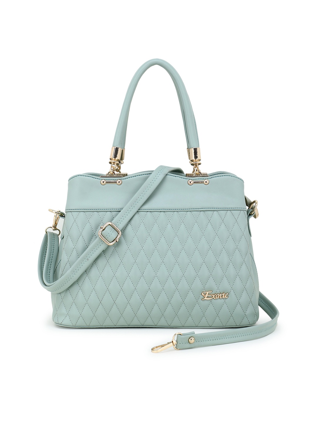 

Exotic Green Structured Quilted Handheld Bag