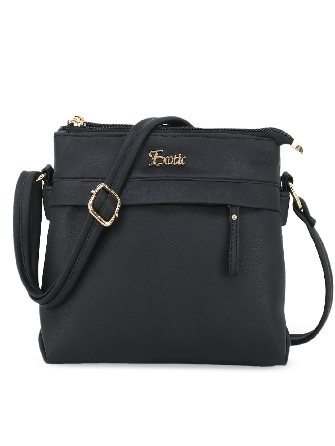 

Exotic Black PU Structured Sling Bag