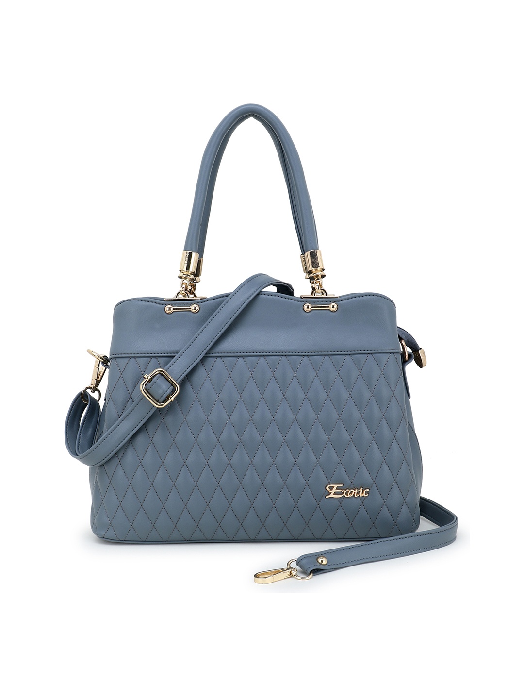 

Exotic Grey PU Structured Quilted Handheld Bag