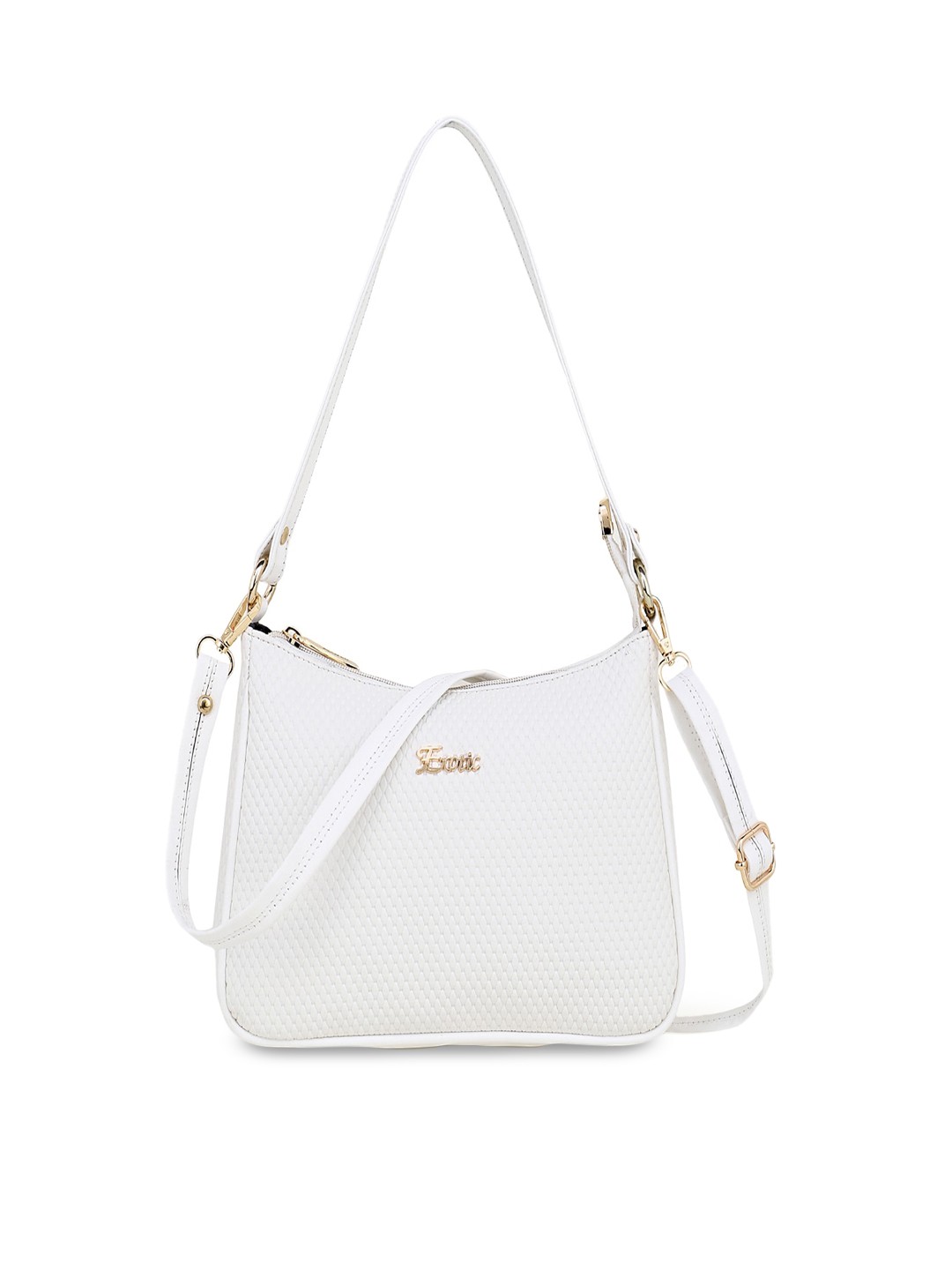 

Exotic White Textured PU Structured Shoulder Bag