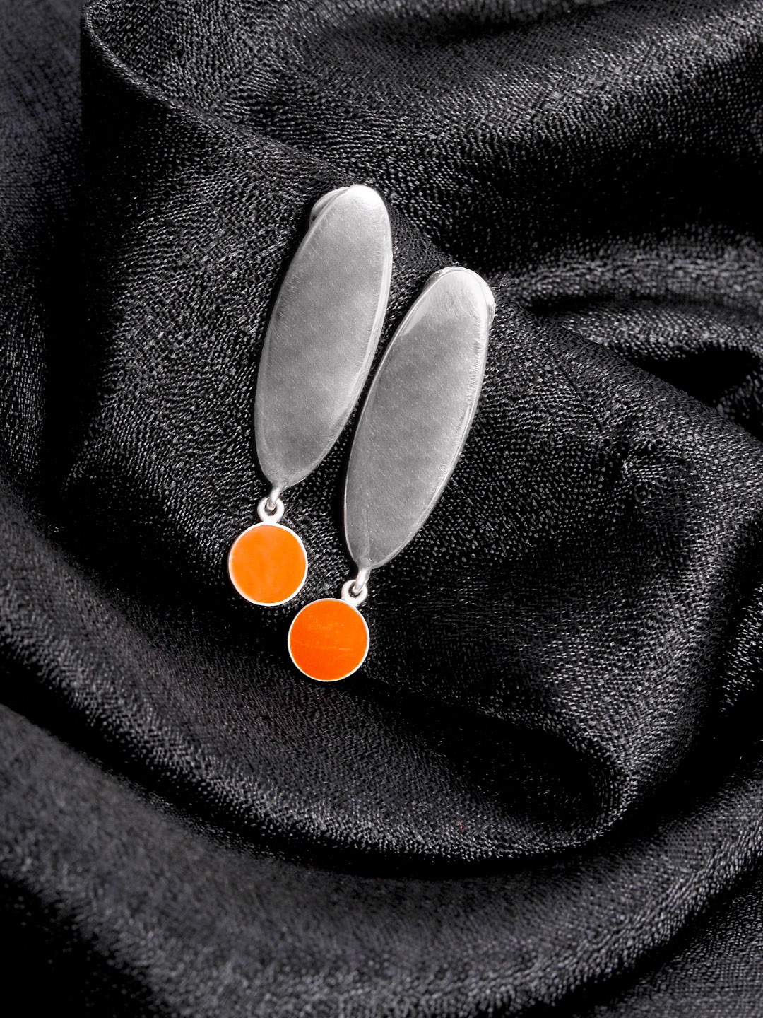 

TRISHONA Orange Silver-Plated Handcrafted Contemporary Drop Earrings