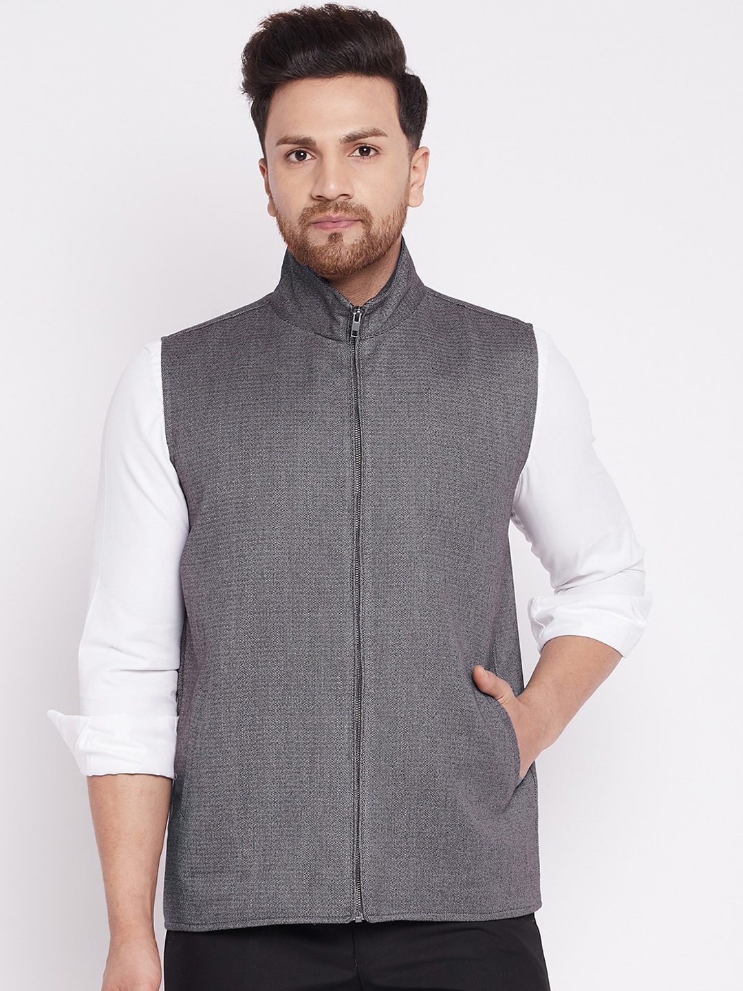 

even Men Grey Melange Tailored Jacket