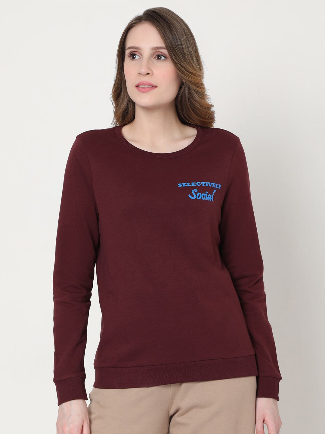 

Vero Moda Women Purple Cotton Sweatshirt
