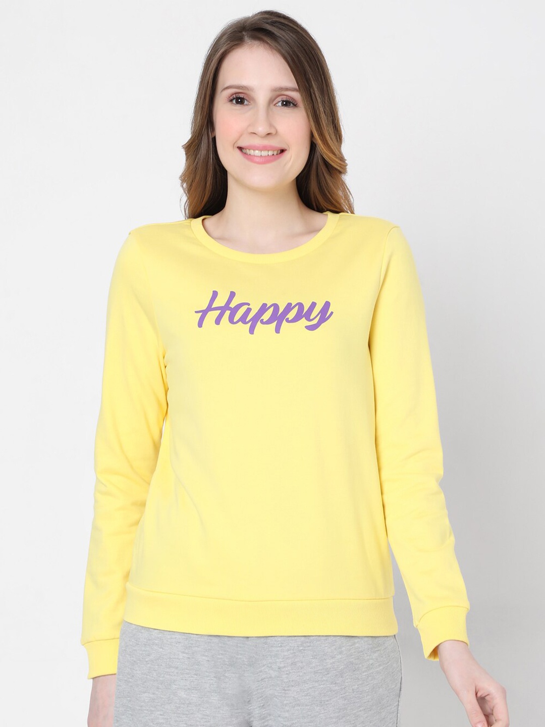 

Vero Moda Women Yellow Printed Sweatshirt