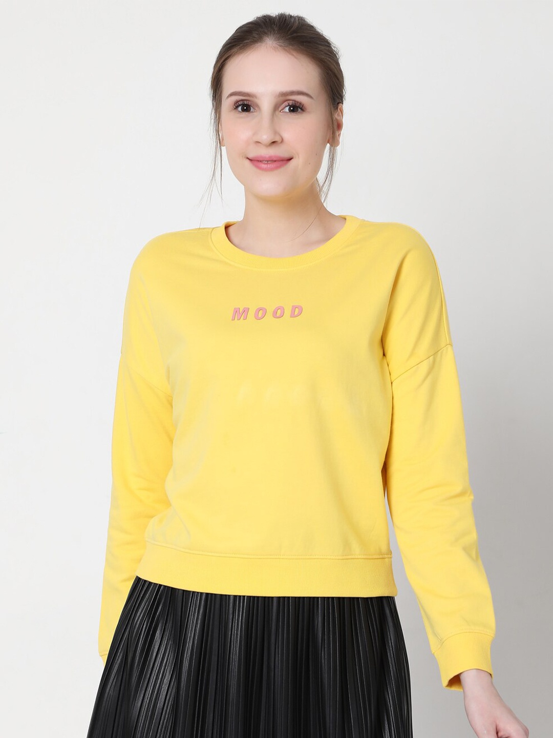 

Vero Moda Women Yellow Printed Sweatshirt