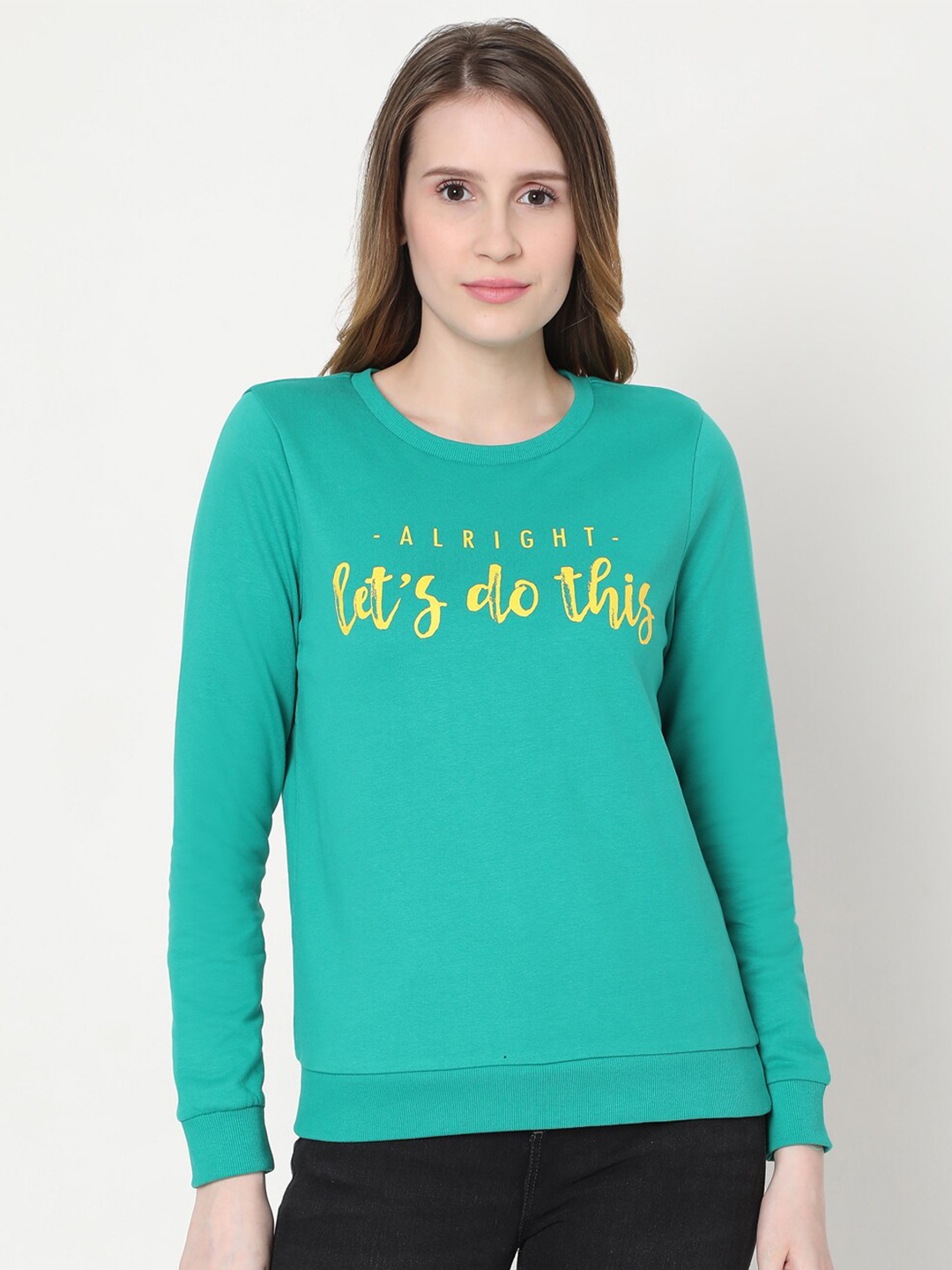 

Vero Moda Women Green Printed Sweatshirt