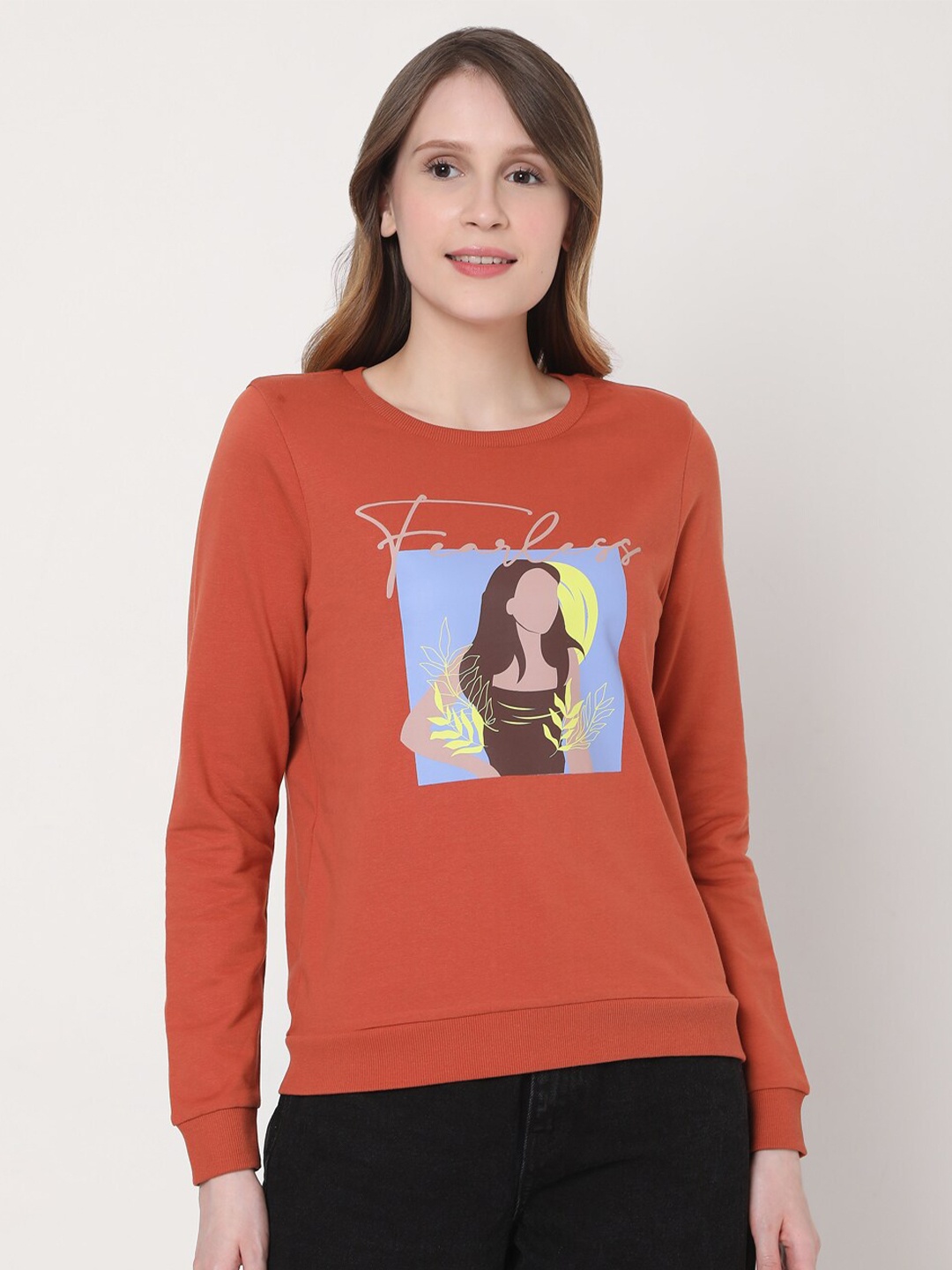 

Vero Moda Women Orange Printed Sweatshirt