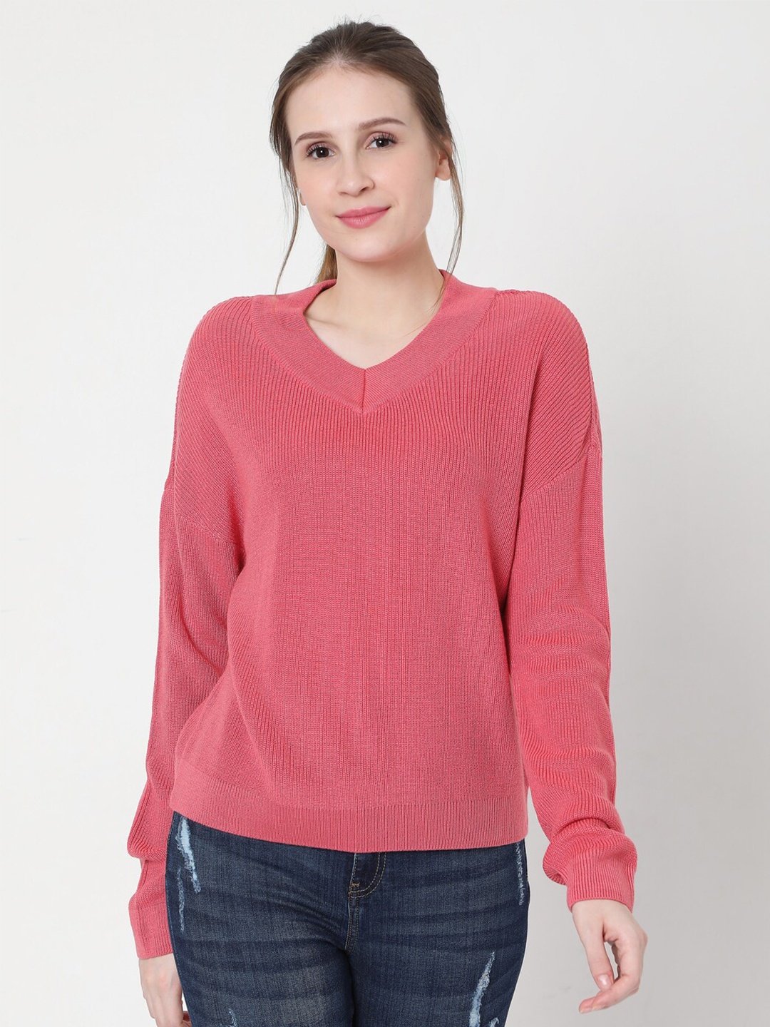 

Vero Moda Women Pink Acrylic Pullover