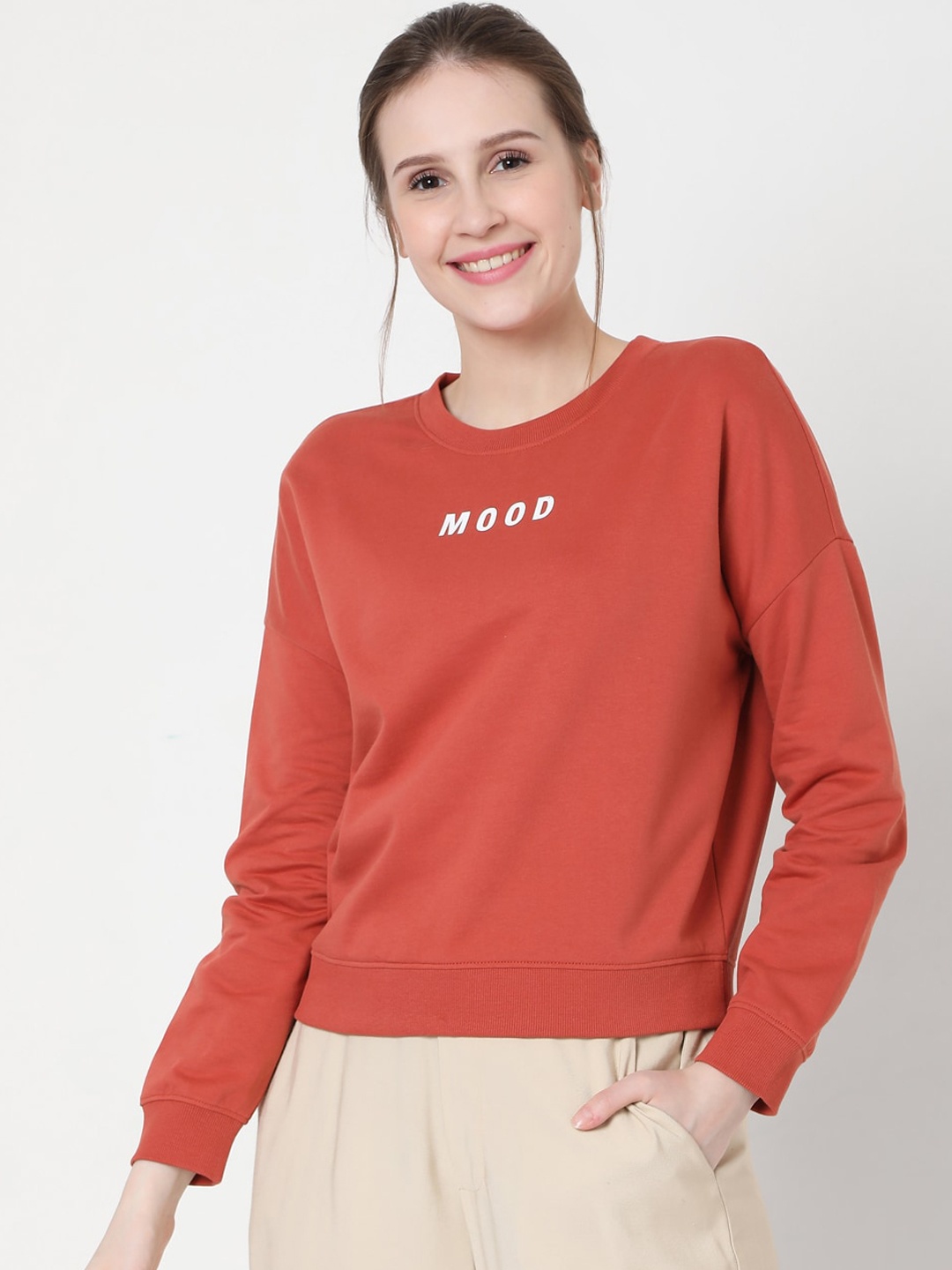 

Vero Moda Women Red Cotton Sweatshirt