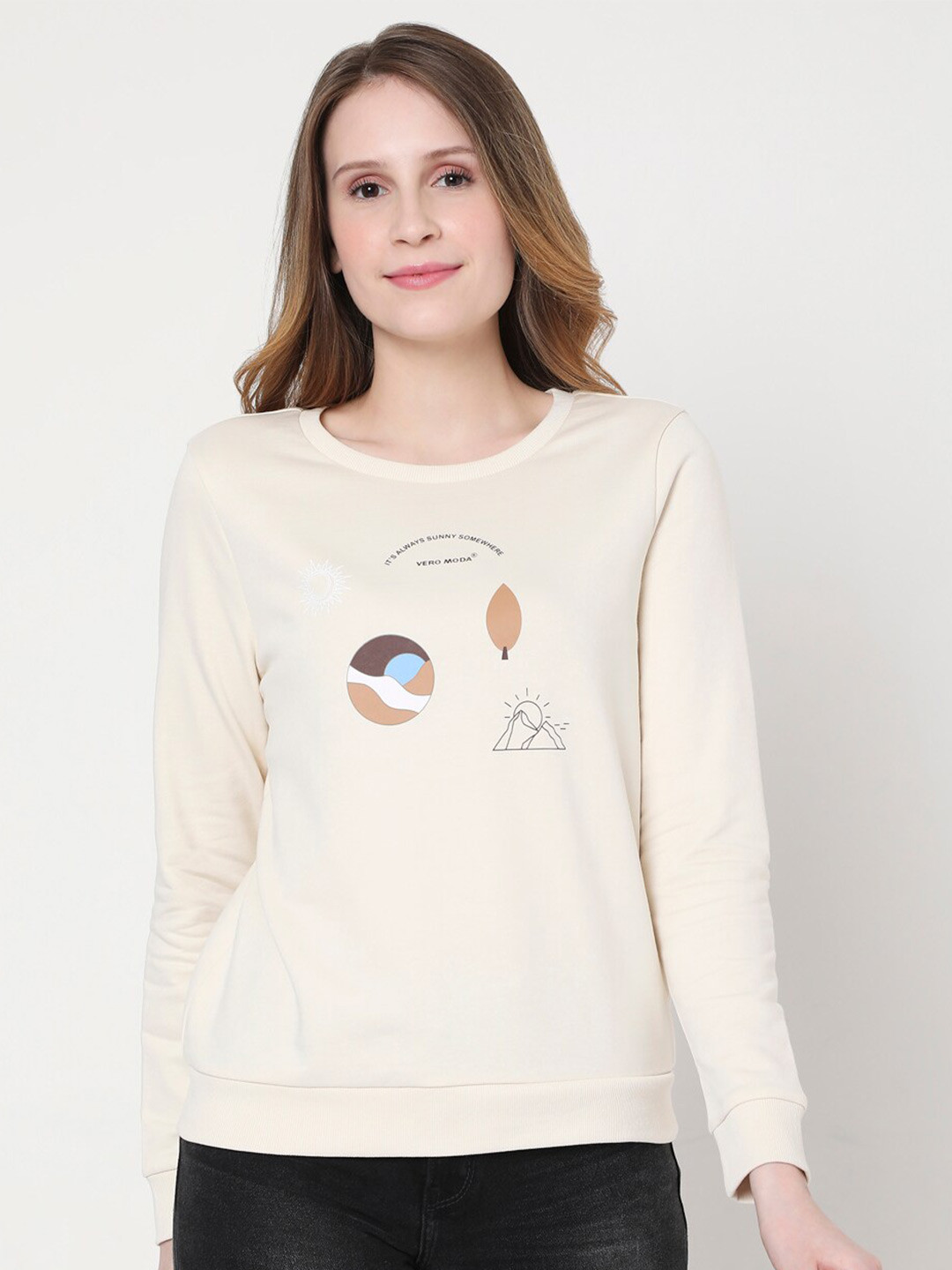 

Vero Moda Woman Beige Printed Sweatshirt