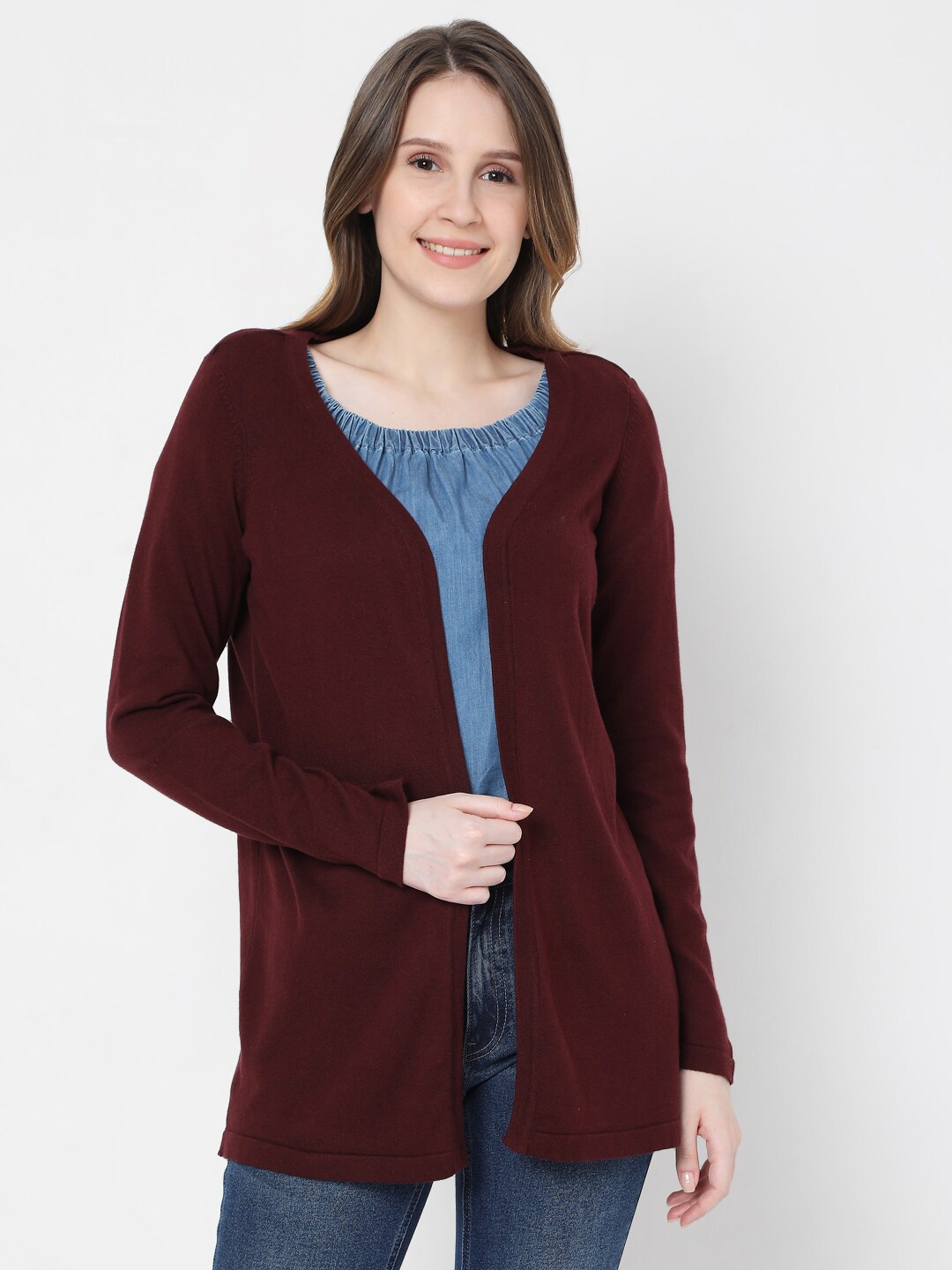 

Vero Moda Women Maroon Shrug